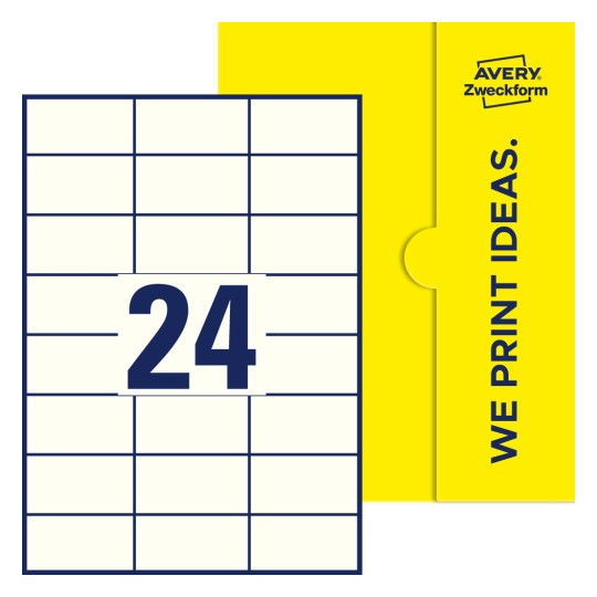 24 stk. etiketter per ark - Firkantede etiketter, 70 x 36 mm