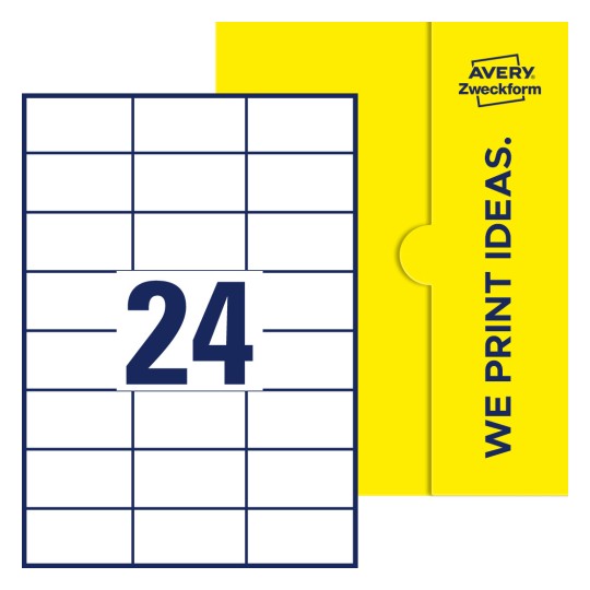 24 stk. etiketter per ark - Firkantede etiketter, 70 x 36 mm