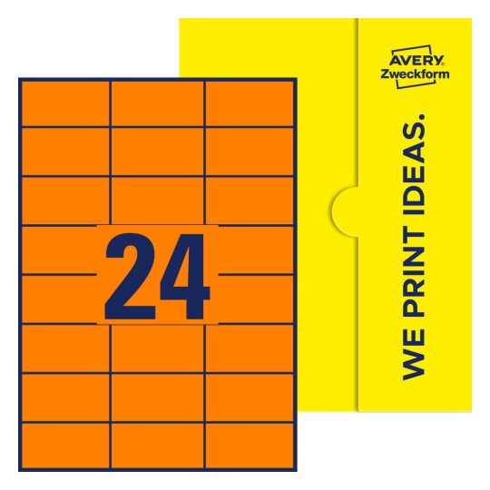 24 stk. etiketter per ark - Firkantede etiketter, 70 x 36 mm
