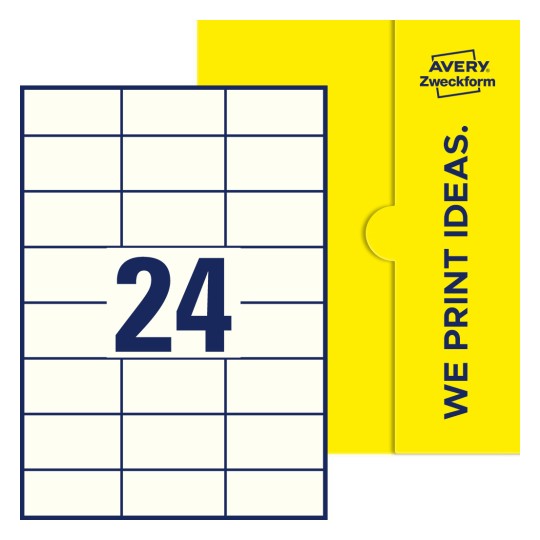 24 stk. etiketter per ark - Firkantede etiketter, 70 x 37 mm