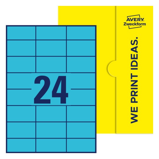 24 stk. etiketter per ark - Firkantede etiketter, 70 x 37 mm