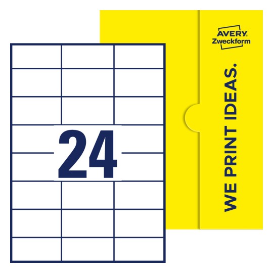 24 stk. etiketter per ark - Firkantede etiketter, 70 x 37 mm
