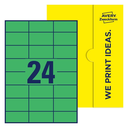 24 stk. etiketter per ark - Firkantede etiketter, 70 x 37 mm