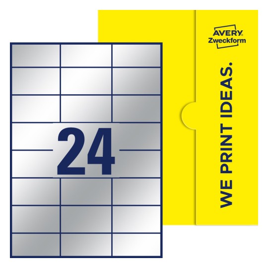 24 stk. etiketter per ark - Firkantede etiketter, 70 x 37 mm