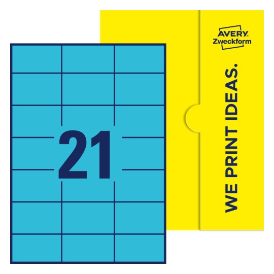 21 stk. etiketter per ark - Firkantede etiketter, 70 x 42,3 mm
