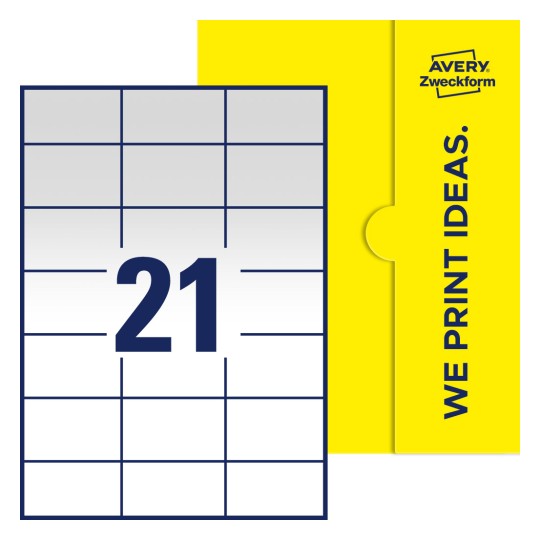 21 stk. etiketter per ark - Firkantede etiketter, 70 x 42,3 mm
