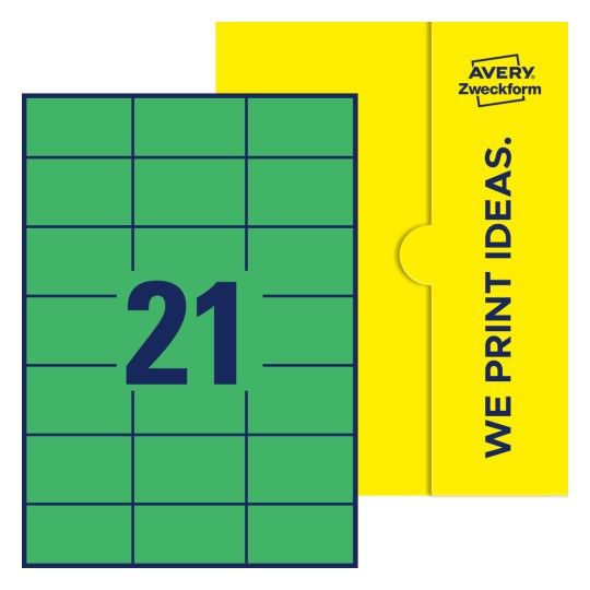 21 stk. etiketter per ark - Firkantede etiketter, 70 x 42,3 mm