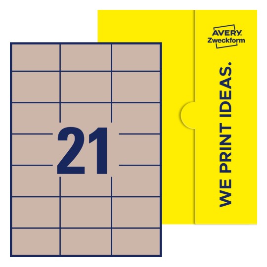 21 stk. etiketter per ark - Firkantede etiketter, 70 x 42,3 mm