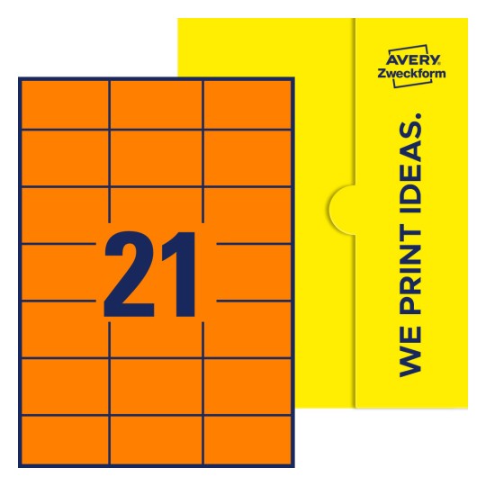 21 stk. etiketter per ark - Firkantede etiketter, 70 x 42,3 mm