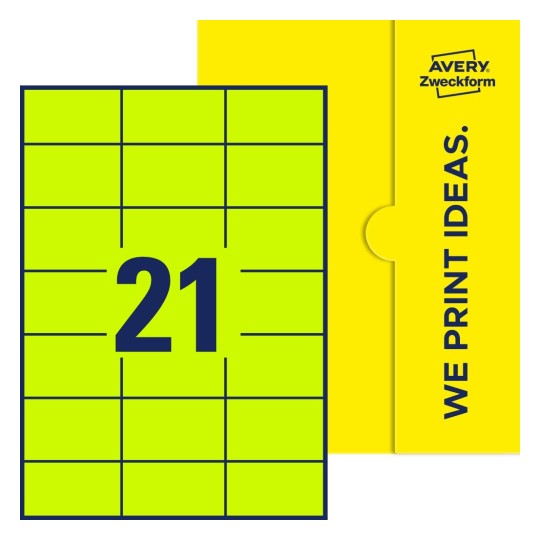 21 stk. etiketter per ark - Firkantede etiketter, 70 x 42,3 mm