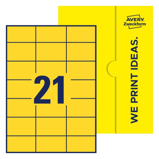 21 stk. etiketter per ark - Firkantede etiketter, 70 x 42,3 mm