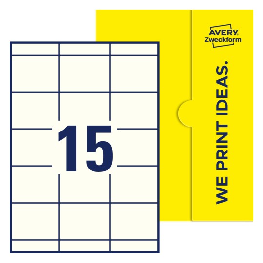 15 stk. etiketter per ark - Firkantede etiketter, 70 x 50,8 mm