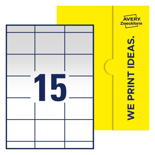 15 stk. etiketter per ark - Firkantede etiketter, 70 x 50,8 mm