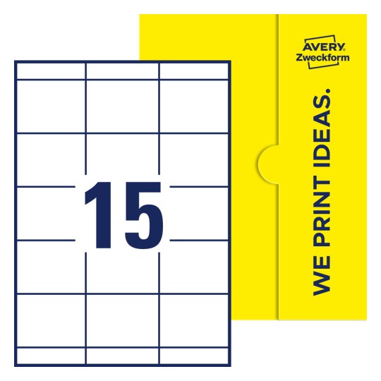 15 stk. etiketter per ark - Firkantede etiketter, 70 x 50,8 mm