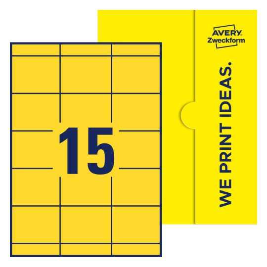15 stk. etiketter per ark - Firkantede etiketter, 70 x 50,8 mm