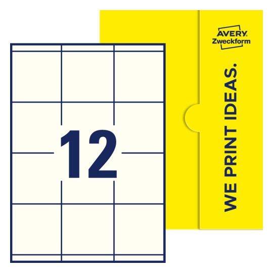 12 stk. etiketter per ark - Firkantede etiketter, 70 x 67,7 mm