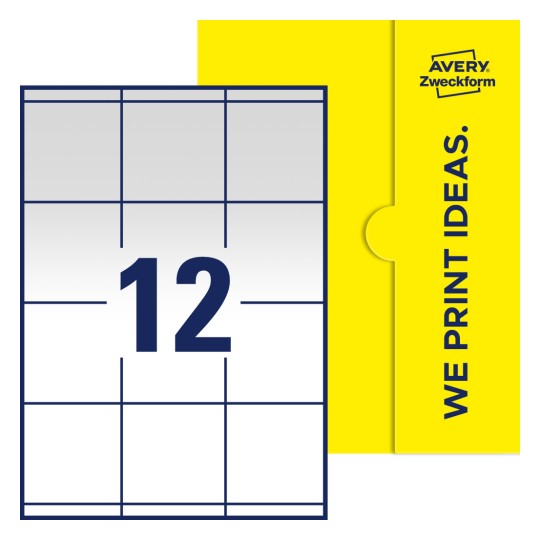 12 stk. etiketter per ark - Firkantede etiketter, 70 x 67,7 mm