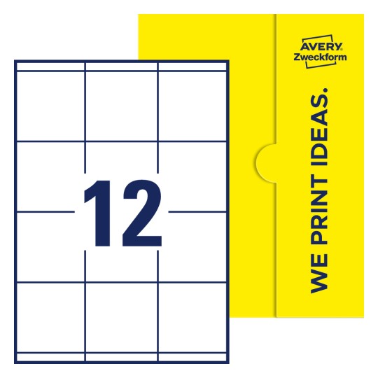 12 stk. etiketter per ark - Firkantede etiketter, 70 x 67,7 mm