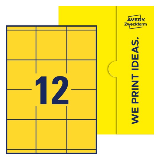12 stk. etiketter per ark - Firkantede etiketter, 70 x 67,7 mm