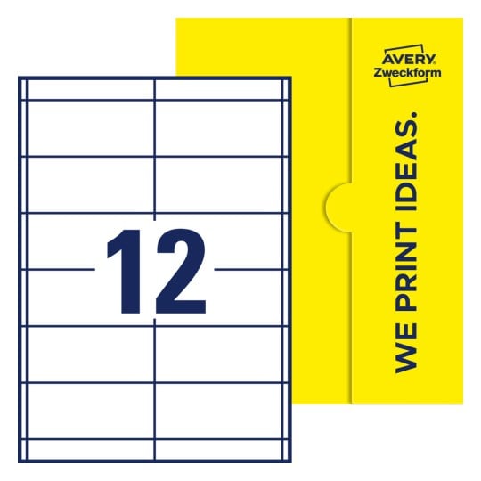 12 stk. etiketter per ark - Firkantede etiketter, 97 x 42,3 mm