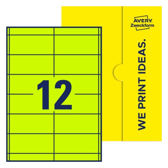 12 stk. etiketter per ark - Firkantede etiketter, 97 x 42,3 mm