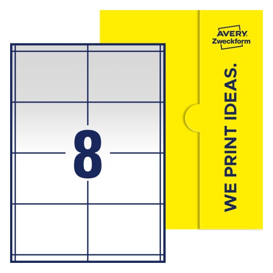 8 stk. etiketter per ark - Firkantede etiketter, 97 x 67,7 mm