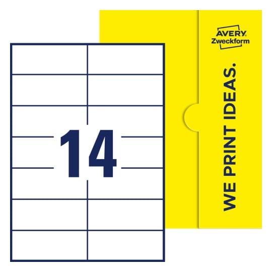 14 stk. etiketter per ark - Firkantede etiketter, 105 x 42,3 mm