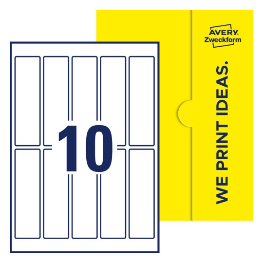 10 stk. etiketter per ark - Firkantede etiketter, 125 x 35 mm