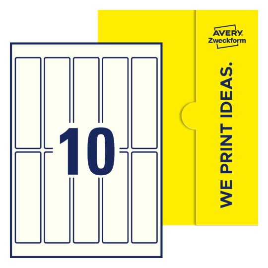 10 stk. etiketter per ark - Firkantede etiketter, 125 x 35 mm