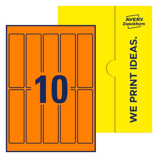 10 stk. etiketter per ark - Firkantede etiketter, 125 x 35 mm