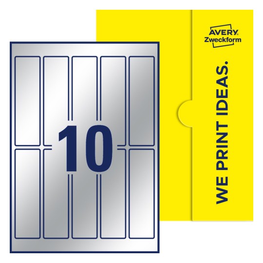 10 stk. etiketter per ark - Firkantede etiketter, 125 x 35 mm