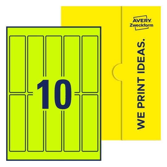 10 stk. etiketter per ark - Firkantede etiketter, 125 x 35 mm
