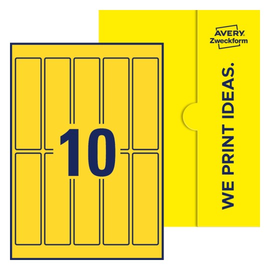 10 stk. etiketter per ark - Firkantede etiketter, 125 x 35 mm