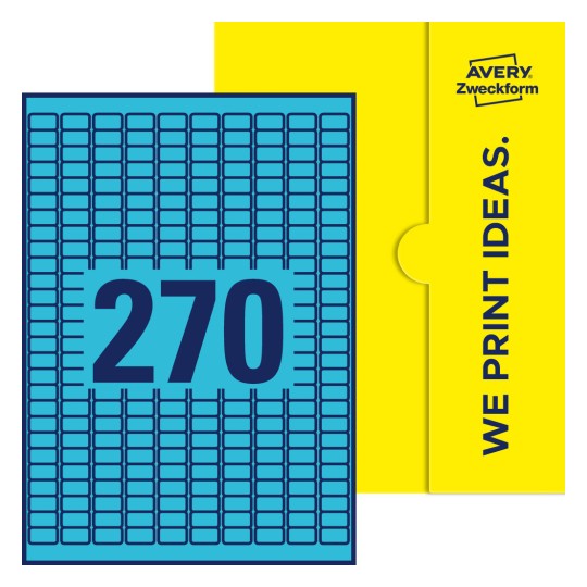 270 stk. etiketter per ark - Firkantede etiketter, 17,8 x 10 mm