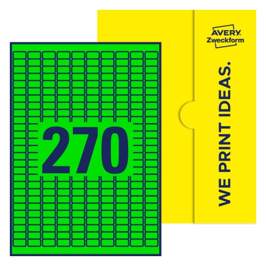 270 stk. etiketter per ark - Firkantede etiketter, 17,8 x 10 mm