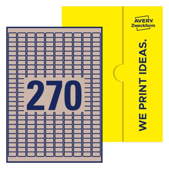 270 stk. etiketter per ark - Firkantede etiketter, 17,8 x 10 mm