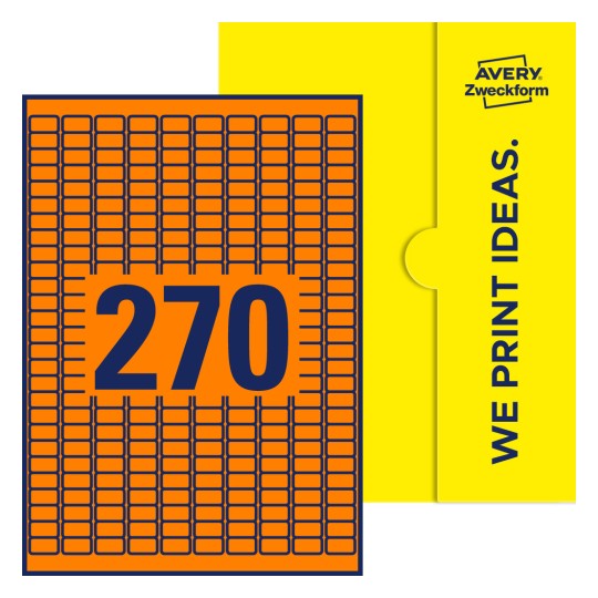 270 stk. etiketter per ark - Firkantede etiketter, 17,8 x 10 mm