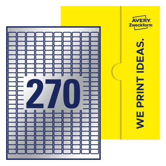 270 stk. etiketter per ark - Firkantede etiketter, 17,8 x 10 mm