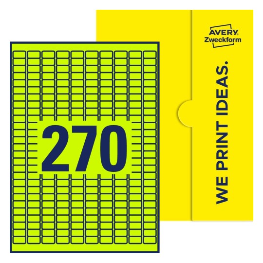 270 stk. etiketter per ark - Firkantede etiketter, 17,8 x 10 mm