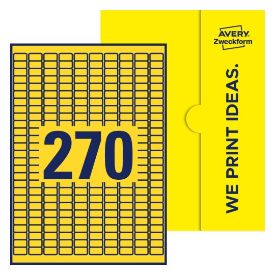 270 stk. etiketter per ark - Firkantede etiketter, 17,8 x 10 mm