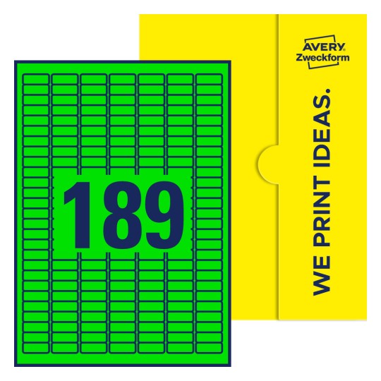 189 stk. etiketter per ark - Firkantede etiketter, 25,4 x 10 mm