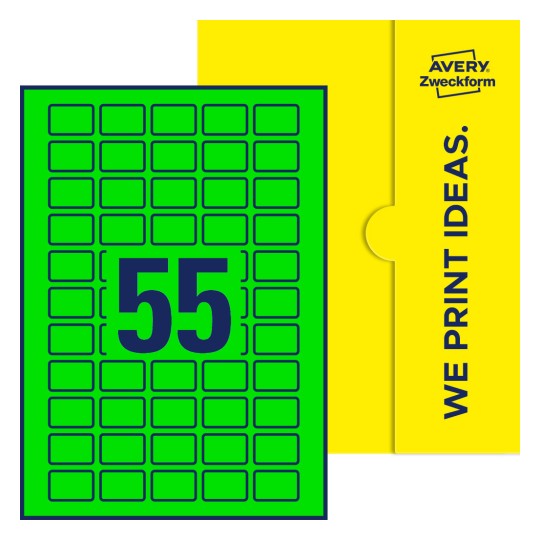 55 stk. etiketter per ark - Firkantede etiketter, 30 x 20 mm