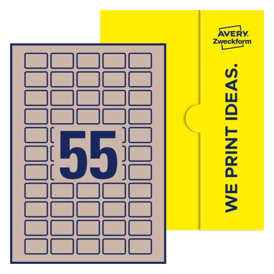 55 stk. etiketter per ark - Firkantede etiketter, 30 x 20 mm