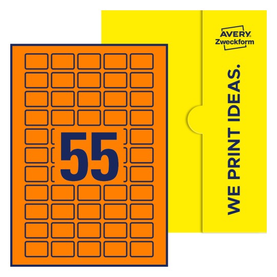 55 stk. etiketter per ark - Firkantede etiketter, 30 x 20 mm