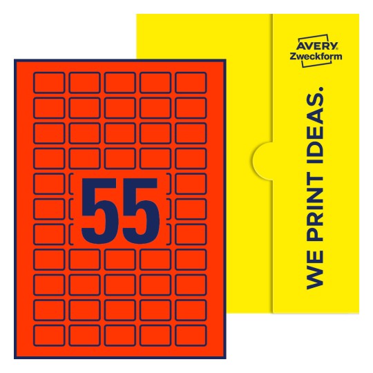 55 stk. etiketter per ark - Firkantede etiketter, 30 x 20 mm