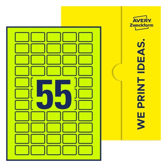 55 stk. etiketter per ark - Firkantede etiketter, 30 x 20 mm