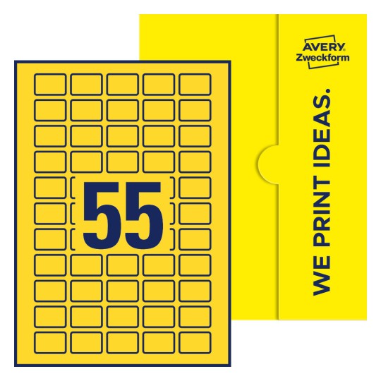 55 stk. etiketter per ark - Firkantede etiketter, 30 x 20 mm