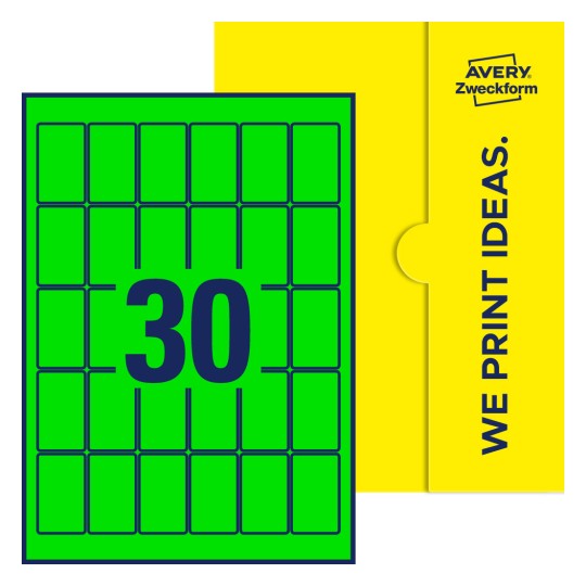 30 stk. etiketter per ark - Firkantede etiketter, 30 x 50 mm
