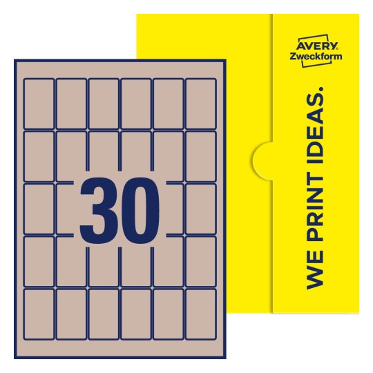 30 stk. etiketter per ark - Firkantede etiketter, 30 x 50 mm