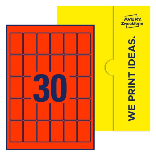 30 stk. etiketter per ark - Firkantede etiketter, 30 x 50 mm